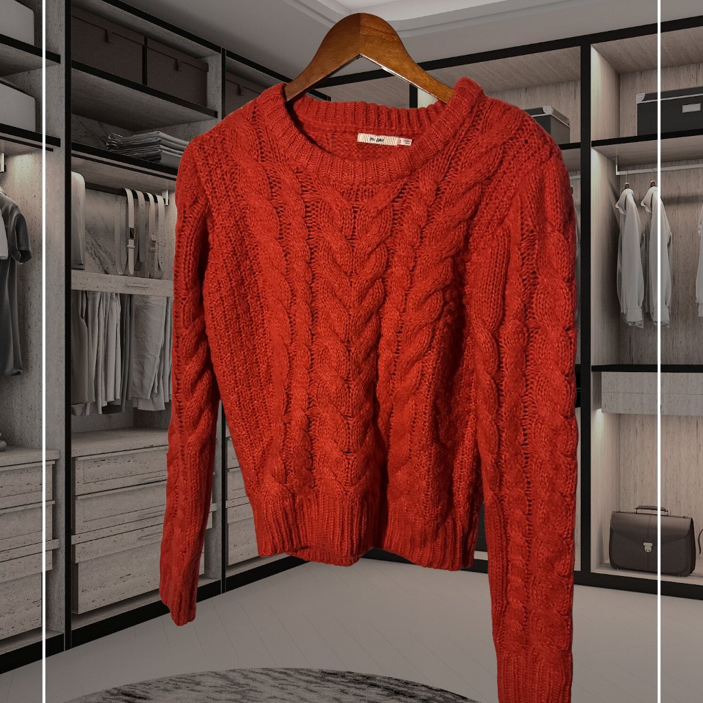 Red Knit Sweater Crewneck With A Mi Ami Brand Tag Small